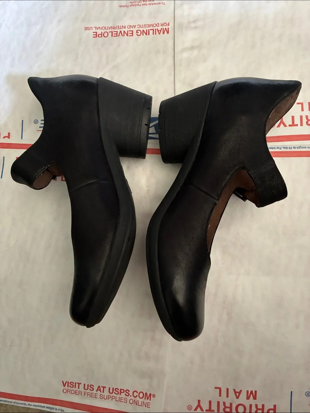 Dansko Black Leather Mary Jane Block Heels with Buckle
